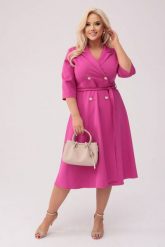 Elegancka amarantowa żakietowa sukienka Marietta XXL OVERSIZE WIOSNA. Czerwone sukienki damskie Moda Size Plus Iwanek, bez wzorów, z elastanu, biznesowe, bez ramiączek. Za 325.00 zł.