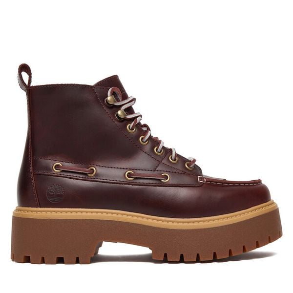 Trzewiki Timberland. Czerwone botki damskie Timberland, street, bez obcasa, na płaskiej podeszwie, bez zapięcia. Za 799.99 zł.