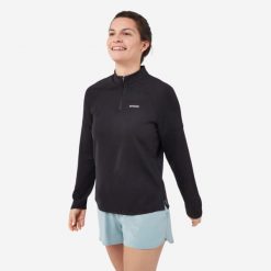 Koszulka tenisowa termiczna długi rękaw damska Kuikma Thermic. Czarne koszulki damskie KUIKMA, l, bez wzorów, z elastanu, bez kołnierzyka, bez ramiączek. Za 89.99 zł.