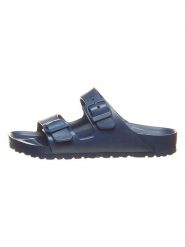 Birkenstock Klapki "Arizona" w kolorze granatowym rozmiar: 36. Niebieskie klapki damskie Birkenstock, bez wzorów, z otwartym noskiem, bez obcasa, bez zapięcia. Za 201.55 zł.