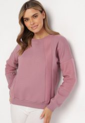 Ciemnoróżowa Bluza z Ozdobnym Łańcuszkiem Letonia. Czerwone bluzy damskie Born2be, z aplikacjami, z bawełny, bez kaptura. Za 89.99 zł.