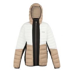 Damska kurtka z kapturem Regatta Leedre Hybrid. Białe kurtki damskie Regatta, bez wzorów, z puchu, z kapturem. Za 352.50 zł.