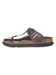 Birkenstock Skórzane japonki "Gizeh" w kolorze brązowym rozmiar: 40. Brązowe klapki damskie Birkenstock, bez wzorów, ze skóry, z otwartym noskiem, bez obcasa, bez zapięcia. Za 494.95 zł.