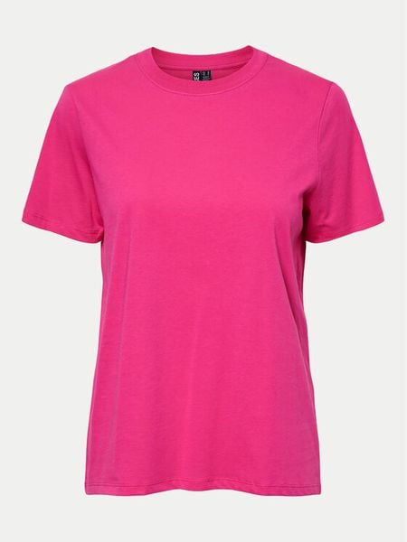 Pieces T-Shirt Ria 17140802 Różowy Regular Fit. Czerwone t-shirty damskie Pieces, xs, bez wzorów, z bawełny, bez kołnierzyka. Za 49.99 zł.