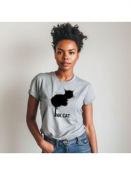 WOOOP Koszulka "Ink cat" w kolorze szarym rozmiar: L. Szare koszulki damskie Wooop, l, bez wzorów, z bawełny, bez kołnierzyka, bez ramiączek. Za 61.60 zł.