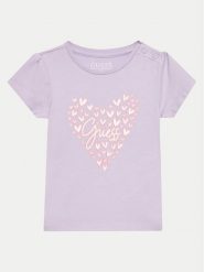 Guess T-Shirt A4GI01 K6YW4 Fioletowy Regular Fit. Fioletowe koszulki i t-shirty dziewczęce Guess, z aplikacjami, z bawełny, bez kołnierzyka, bez ramiączek. Za 89.99 zł.
