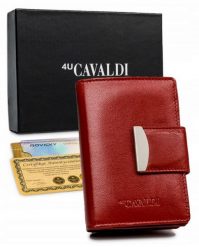 Portfel skórzany 4U Cavaldi RD-04-GCL czerwony. Czerwone portfele damskie 4U Cavaldi, bez wzorów, ze skóry. Za 69.99 zł.