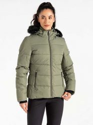 Dare 2b Kurtka narciarska "Glamorize V" w kolorze khaki rozmiar: 36. Brązowe kurtki sportowe damskie Dare 2b, m, bez wzorów, bez kaptura. Za 417.28 zł.