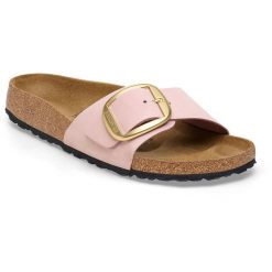 Sandały BIRKENSTOCK Madrid Big Buckle Nubukowa skóra. Brązowe sandały damskie Birkenstock, bez wzorów, z nubiku, bez obcasa, bez zapięcia. Za 562.10 zł.