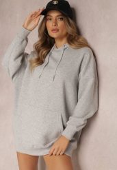 Jasnoszara Bluza z Kapturem Foss. Szare bluzy damskie Renee, m, bez wzorów, z dzianiny, z kapturem. Za 79.99 zł.