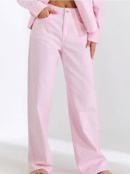 Jeansy wide leg high waist - różowy. Czerwone jeansy damskie Sinsay, z podwyższonym stanem. W wyprzedaży za 35.99 zł.