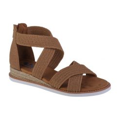 Sandały damskie, Desert Kiss - Desert Nights. Brązowe sandały damskie Skechers, bez wzorów, bez obcasa, bez zapięcia. Za 279.99 zł.
