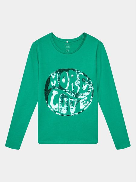 NAME IT Bluzka 13210681 Zielony Regular Fit. Zielone bluzki i koszule dziewczęce Name it, bez wzorów, z bawełny, bez kołnierzyka, bez ramiączek. Za 96.99 zł.
