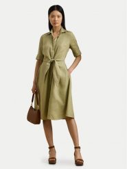 LAUREN RALPH LAUREN Sukienka koszulowa 200905667015 Zielony Regular Fit. Zielone sukienki damskie Lauren Ralph Lauren, bez wzorów, ze lnu, bez ramiączek. Za 959.99 zł.