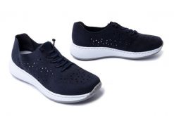 RIEKER N5556-14 blue, półbuty damskie. Niebieskie półbuty damskie Rieker, na lato, bez wzorów, bez obcasa, bez zapięcia. Za 209.93 zł.