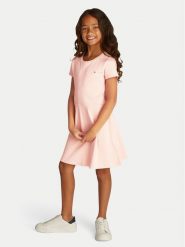 Tommy Hilfiger Sukienka codzienna Essential KG0KG08487 D Różowy Regular Fit. Czerwone sukienki dziewczęce Tommy Hilfiger, bez wzorów, z bawełny, bez ramiączek, proste. Za 209.99 zł.