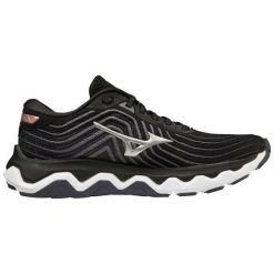 Buty do biegania damskie Mizuno Wave Horizon 6. Czarne obuwie sportowe damskie Mizuno, z gumy, bez zapięcia, do biegania, mizuno wave. Za 728.00 zł.