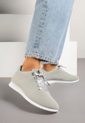 Szaro-Niebieskie Sneakersy Półbuty Ozdobione Wstążką Filarissa. Szare obuwie sportowe damskie Born2be, z jeansu, bez zapięcia. Za 39.99 zł.