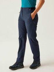 Regatta Spodnie funkcyjne Zipp-Off "Travel II" w kolorze granatowym rozmiar: 36. Niebieskie spodnie dresowe damskie Regatta, bez wzorów, z materiału, outdoorowe. Za 174.45 zł.