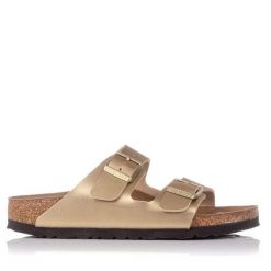 Klapki damskie Birkenstock Arizona BS. Szare klapki damskie Birkenstock, bez wzorów, z materiału, bez obcasa, bez zapięcia. Za 339.00 zł.