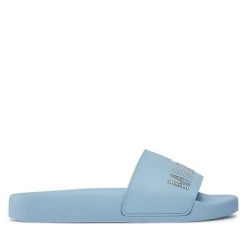 Klapki LOVE MOSCHINO. Niebieskie klapki damskie Love Moschino, bez wzorów, bez obcasa, bez zapięcia. Za 289.99 zł.