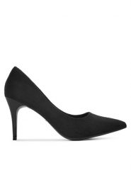 DeeZee Szpilki DZ002 Czarny. Czarne szpilki damskie DeeZee, bez wzorów, z materiału, bez obcasa, na szpilce, bez zapięcia. Za 129.99 zł.
