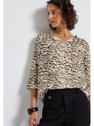 Street One Bluzka w kolorze beżowo-czarnym rozmiar: 46. Brązowe bluzki damskie Street One, bez wzorów, street, bez kołnierzyka, bez ramiączek. Za 126.75 zł.