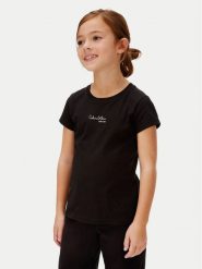 Calvin Klein Jeans T-Shirt Signature IG0IG03061 Czarny Regular Fit. Czarne koszulki i t-shirty dziewczęce Calvin Klein Jeans, bez wzorów, z bawełny, bez kołnierzyka, bez ramiączek. Za 99.99 zł.