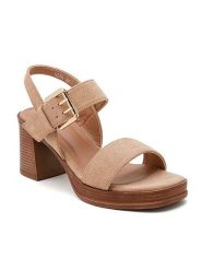 Sixth Sens Sandały w kolorze beżowym na obcasie rozmiar: 38. Brązowe sandały damskie Sixth Sens, bez wzorów, z otwartym noskiem, bez obcasa, na koturnie, bez zapięcia. Za 100.99 zł.