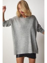 Happiness Istanbul Sweter w kolorze szarym rozmiar: onesize. Szare swetry klasyczne damskie Happiness Istanbul, ze splotem, bez kołnierzyka. Za 122.96 zł.