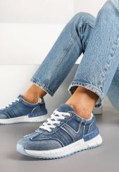 Ciemnoniebieskie Sneakersy z Przetarciami na Piankowej Podeszwie Ninisela. Niebieskie obuwie sportowe damskie Born2be, na wiosnę, bez zapięcia, trekkingowe. Za 99.99 zł.