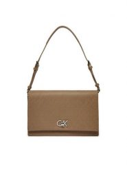 Calvin Klein Torebka Ck Elongated Shoulder Bag_Mono K60K613139 Beżowy. Brązowe torebki klasyczne damskie Calvin Klein, ze skóry, bez dodatków. Za 289.99 zł.