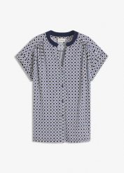 Bluzka koszulowa ze wzorem. Czerwone bluzki damskie bonprix, bez wzorów, eleganckie, bez kołnierzyka, bez ramiączek. Za 54.99 zł.