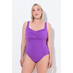 Damski Strój kąpielowy drapowanie miękkie miseczki regulowane ramiączka. Fioletowe stroje jednoczęściowe Ulla Popken, bez wzorów, z elastanu. Za 294.99 zł.
