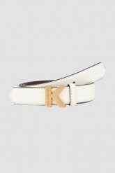 KARL LAGERFELD Biały pasek K/lock. Białe paski damskie KARL LAGERFELD, bez wzorów. W wyprzedaży za 359.99 zł.