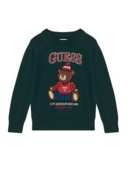 Guess Sweter N6BR03 Z1393 Zielony ciemny Regular Fit. Zielone swetry chłopięce Guess, z bawełny, bez kołnierzyka. Za 214.99 zł.