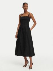 Guess Sukienka letnia W6GK44 W1884 Czarny Regular Fit. Czarne sukienki damskie Guess, z aplikacjami, z bawełny, bez ramiączek. Za 694.99 zł.