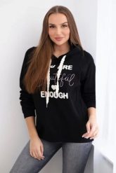 Bluza bawełniana z kapturem czarna. Czarne bluzy damskie Kesi Włoski, l, bez wzorów, z bawełny, z kapturem. Za 313.67 zł.