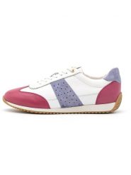 Geox Skórzane sneakersy "Calithe" w kolorze biało-fioletowo-czerwonym rozmiar: 40. Białe obuwie sportowe damskie Geox, z materiału, bez zapięcia. Za 228.38 zł.