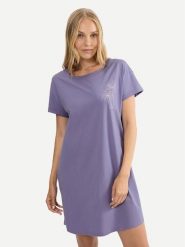 Triumph Koszula nocna 10221117 Fioletowy Relaxed Fit. Fioletowe koszule nocne i halki Triumph, bez wzorów, z bawełny, bez ramiączek. Za 89.99 zł.