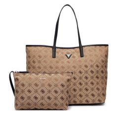 Torebka Guess. Brązowe shopper bag Guess, z aplikacjami, bez dodatków. Za 714.99 zł.