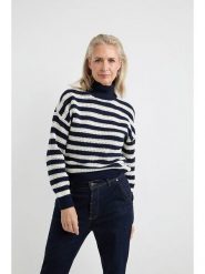 Josephine & Co Sweter "Alana" w kolorze granatowo-białym rozmiar: XL. Białe swetry klasyczne damskie Josephine & Co, xl, z wełny, bez kołnierzyka. Za 184.89 zł.