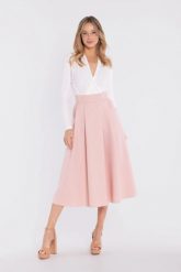 Rozkloszowana spódnica z wysokim stanem różowa. Czerwone spódnice damskie Stylove, na lato, l, bez wzorów, midi. Za 289.00 zł.
