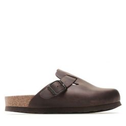 Klapki Genuins. Brązowe klapki damskie Genuins, bez wzorów, bez obcasa, bez zapięcia. Za 169.99 zł.