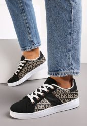 Czarne Sneakersy z Printem Casica. Czarne obuwie sportowe damskie Renee, bez zapięcia. Za 59.99 zł.