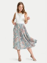 Swing Sukienka koktajlowa 5AK14200 Błękitny Regular Fit. Niebieskie sukienki damskie Swing, bez wzorów, z syntetyku, wizytowe, bez ramiączek. Za 969.99 zł.