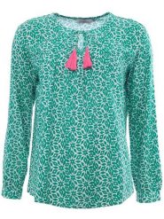 Zwillingsherz Bluzka "Irma" w kolorze zielonym rozmiar: S/M. Zielone bluzki damskie Zwillingsherz, m, bez wzorów, z wiskozy, bez kołnierzyka, bez ramiączek. Za 113.36 zł.