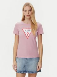 Guess T-Shirt W1YI1B I3Z14 Fioletowy Regular Fit. Fioletowe t-shirty damskie Guess, s, z aplikacjami, z bawełny, bez kołnierzyka. Za 89.99 zł.