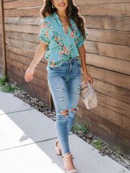 LA Angels Bluzka w kolorze błękitno-zielono-pomarańczowym rozmiar: S. Niebieskie bluzki damskie LA Angels, s, bez wzorów, bez kołnierzyka, bez ramiączek. Za 113.99 zł.