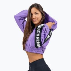 Bluza NEBBIA Crop Hoodie Iconic. Fioletowe bluzy damskie Nebbia, bez wzorów, bez kaptura. Za 169.99 zł.